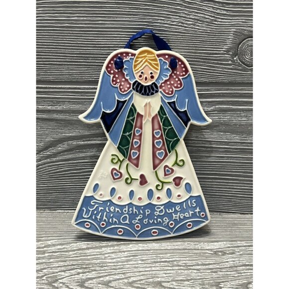 Ceramic Tile Angel Wall Hanger Vintage 1988 J Duban Designs Country Friendship - Picture 1 of 8